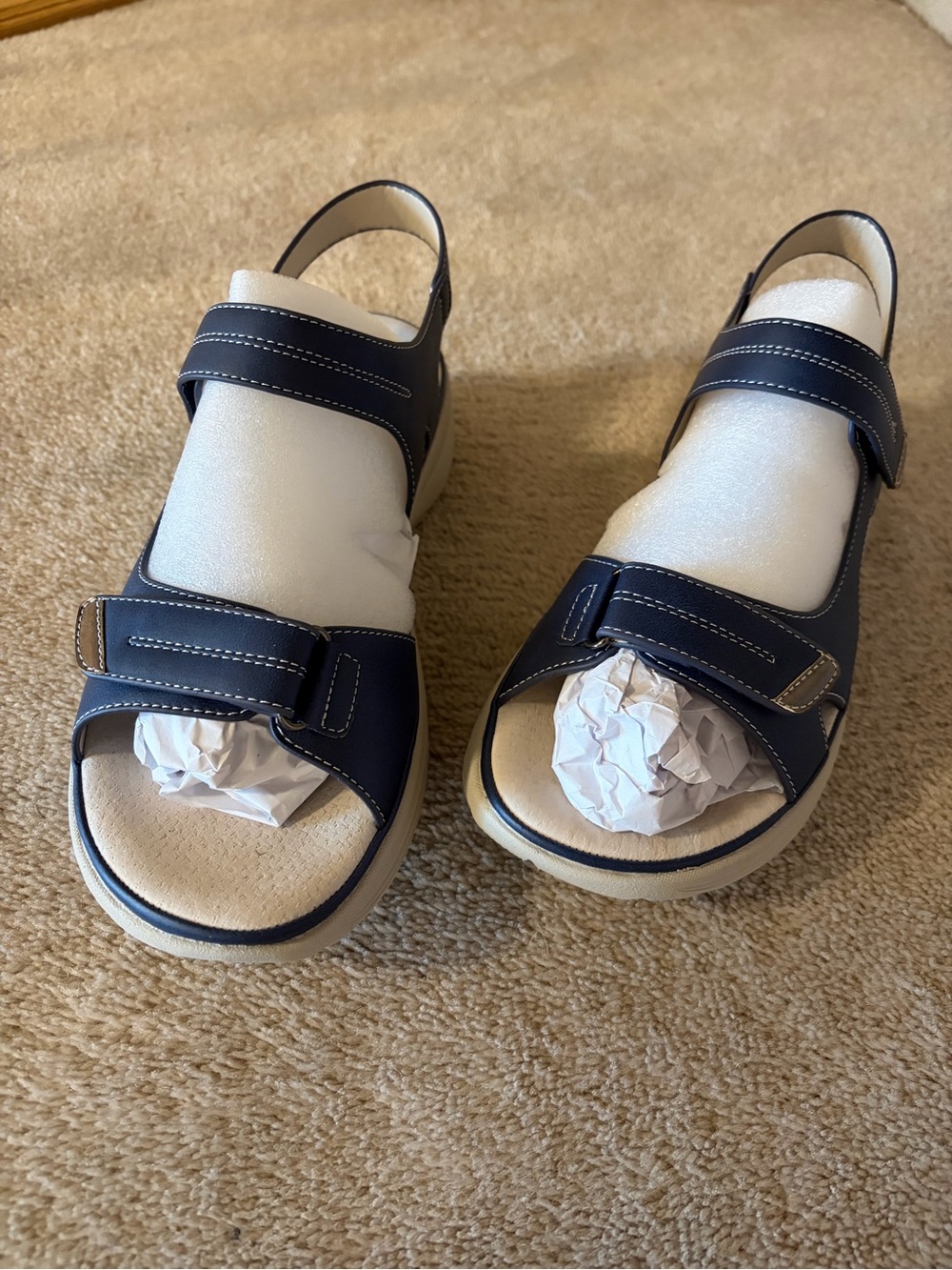 Women’s Navy and White Adjustable Strap Sandals